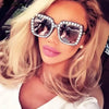 Glitter Women Sunglasses Brand Design Flash Square Shades Mirror Female Sun Glasses Bezel Bling Rhinestones