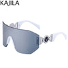 Oversized Shield Rimless Punk Sunglasses Women 2024 Luxury Brand Fashion Winged Sun Glasses For Ladies Shades Eyewear UV400