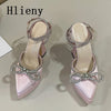 Hlieny 2025 Spring Autumn Women Pumps Fashion Platform Pointed Toe Butterfly-Knot Crystal Party Shoes Ankle Buckle Strap Sandals