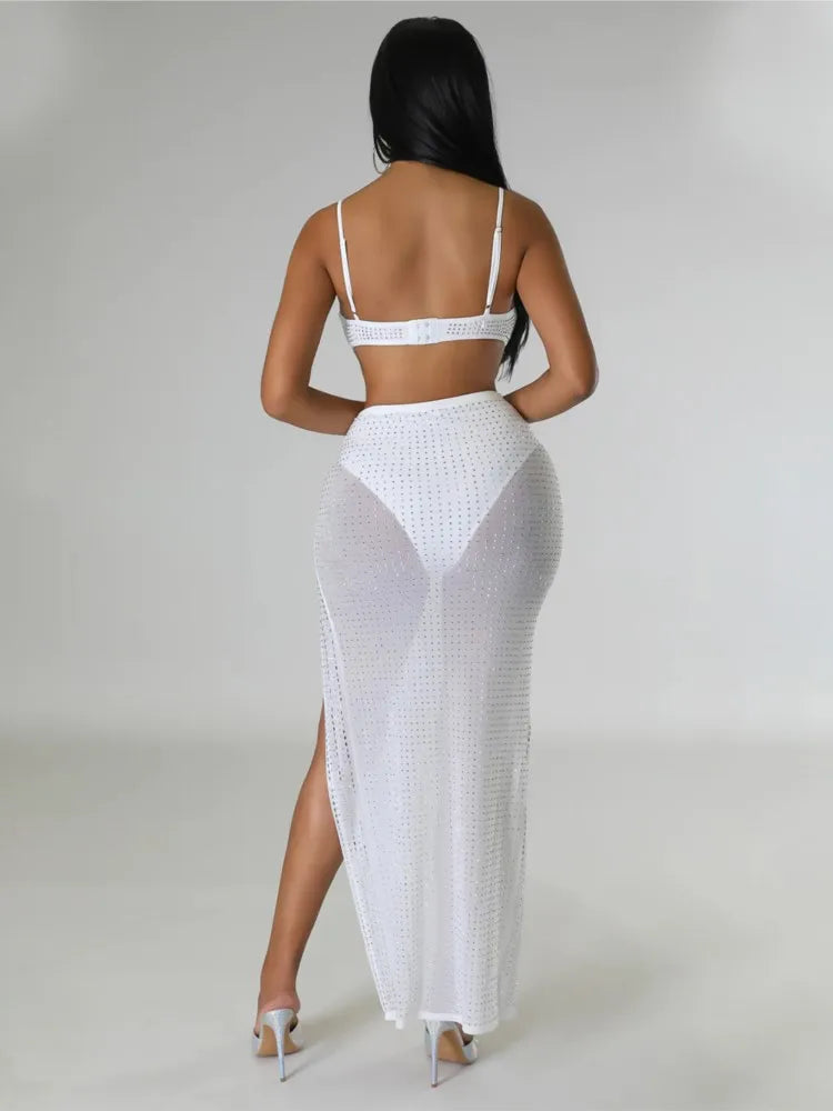 High Waist 2 Piece Bikini Set With Cover Up 2022 Swimsuit Women Print Sleeveless Bathing Suit Beachwear Swimming Biquini New