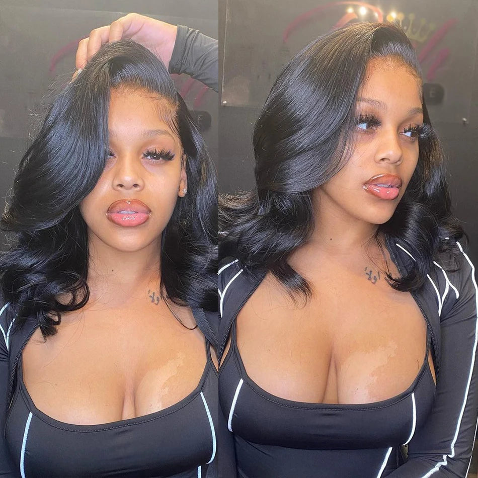 Bob Wig Salt & Pepper Color 13x4 5x5 Hd Lace Closure Wig Body Wave Lace Front Wig PrePlucked 100% Human Hair Lace Frontal Wig