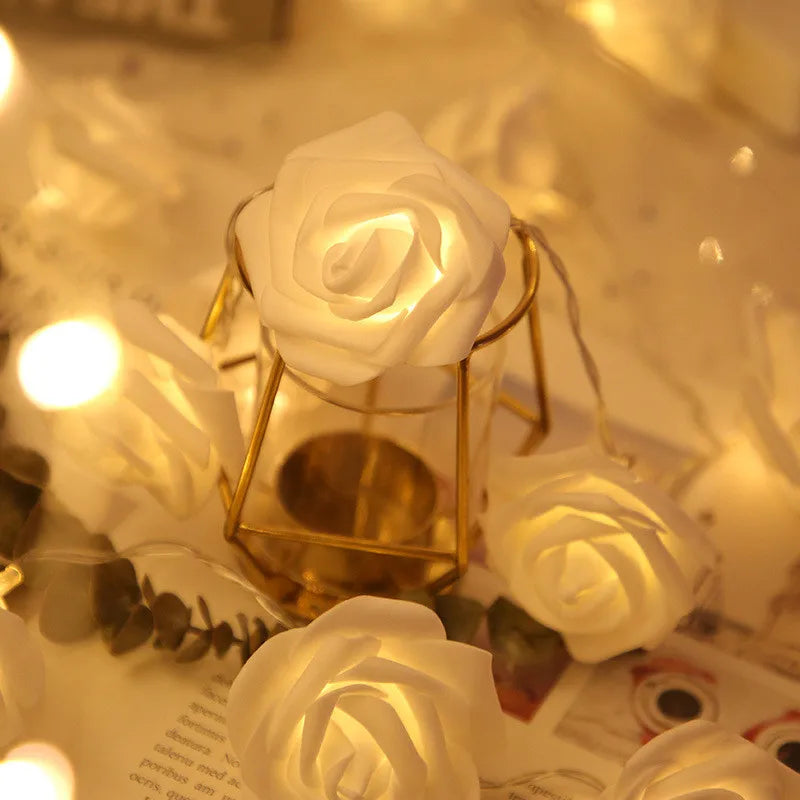 Rose LED Flower String Lights Garland Fairy Lights Romantic Lamp 3M 20LEDs For Wedding Valentines Day Christmas Party Decoration