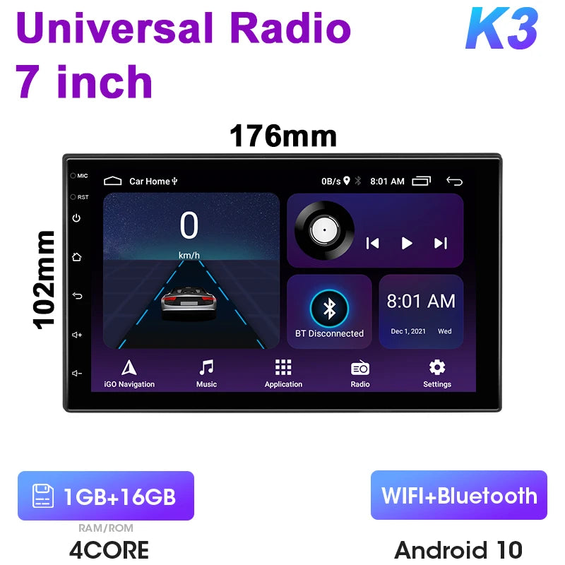 Universal 7 9 10″ 2 din Android 12 Car Radio Multimedia Video Player For Nissan Kia Honda Toyota Volkswagen 4G DSP Carplay Auto