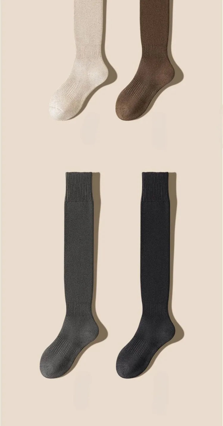 New Women Black White Knee High Lolita Socks Lady Female Over Knee Cute Long Sock Solid Color Stockings For Women