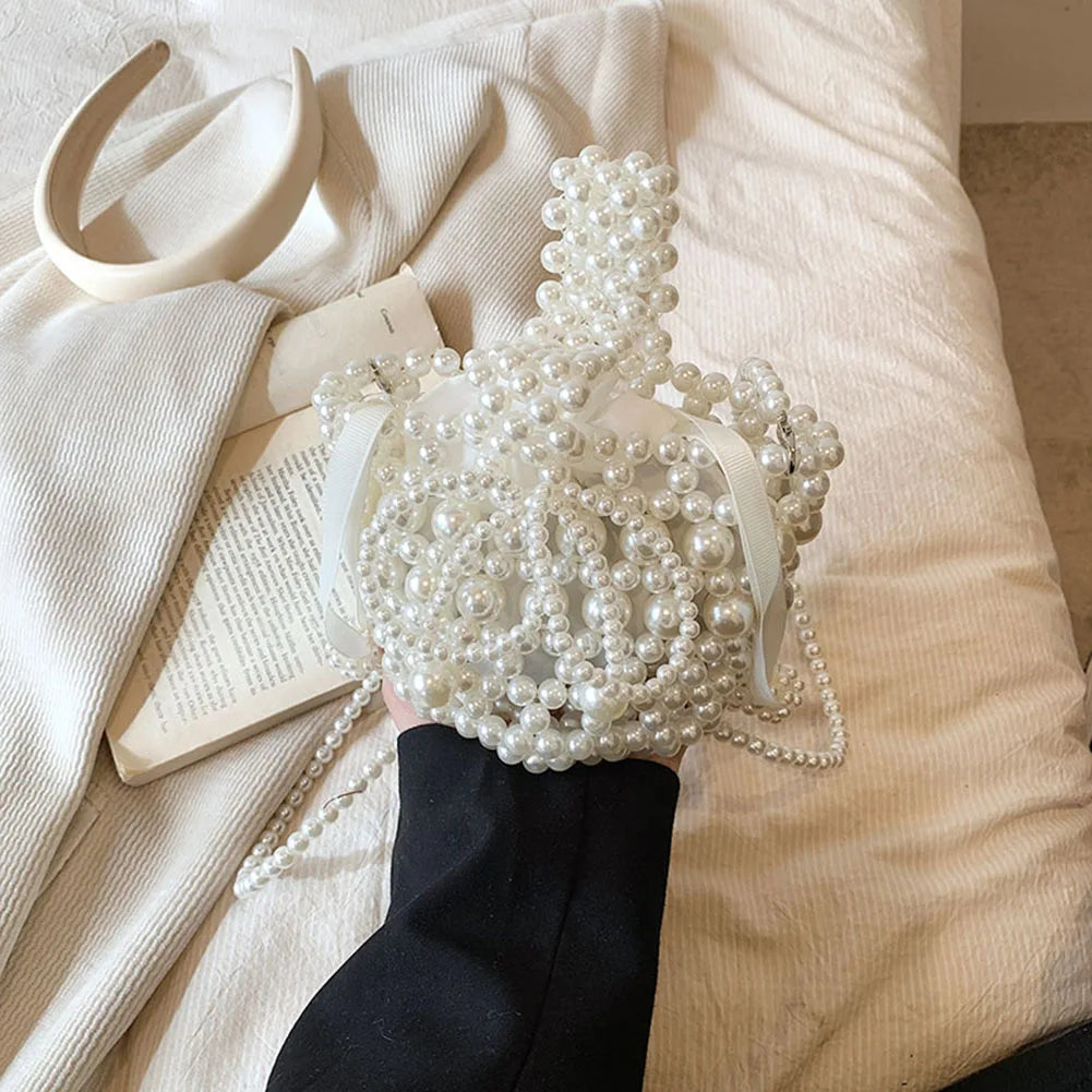 Mini Pearl Bag Luxury Women’s Handheld Bead Bag Purses Fashion Banquet Party Shoulder Bag Pearl Beaded Clutch Purse Mini Bags