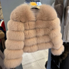 QUEENTINA Fox Fur Coat Real Winter Women'S Fashion Brown 2025 Leather And Skin Clothing Natural New In Coats & Jackets Outerwear