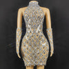 High Quality Sparkling Rainestone Sexy Bodycon Mini Dress Birthday Celebrate Evening Party Dress
