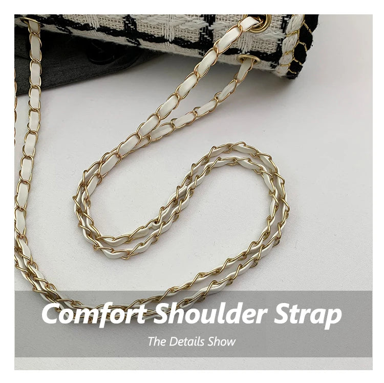 Black & White Plaid Casual Shoulder Bag Crossbody Handbag Women's Shoulder Bags Handbags With Top Handle Fashion Square Bag