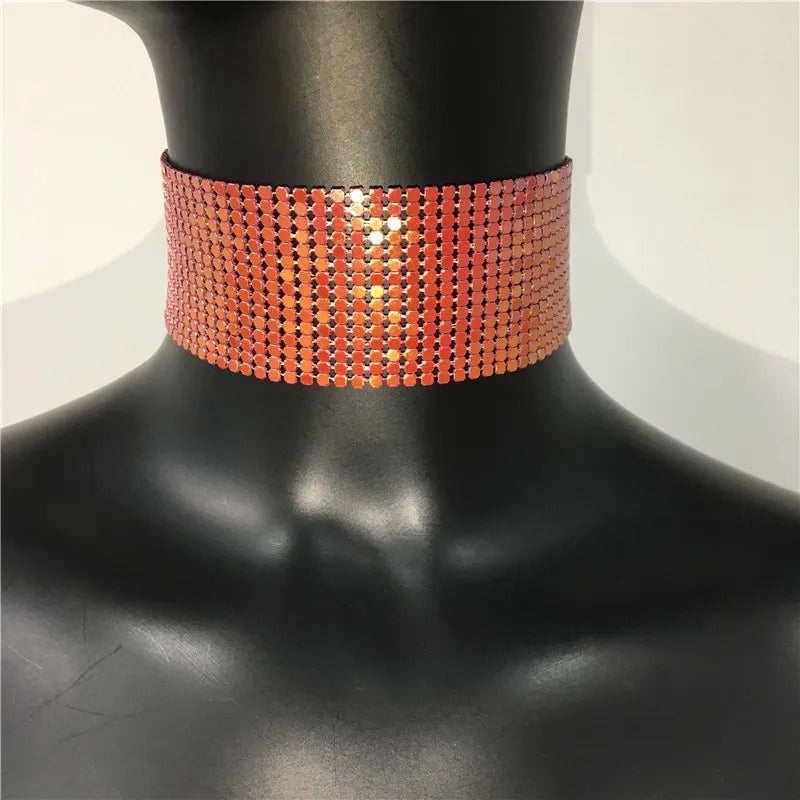 Fashion Metal Sequins Chokers Necklace Jewelry Women Statement Choker Wedding Necklace Jewelry Accessories For A Gift