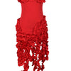 Bonnie Forest Women's Fringed Bandage Midi Dress Glam Strapless Irregular Ruffle Party Cocktail Dress Female Vestidos Clubwear
