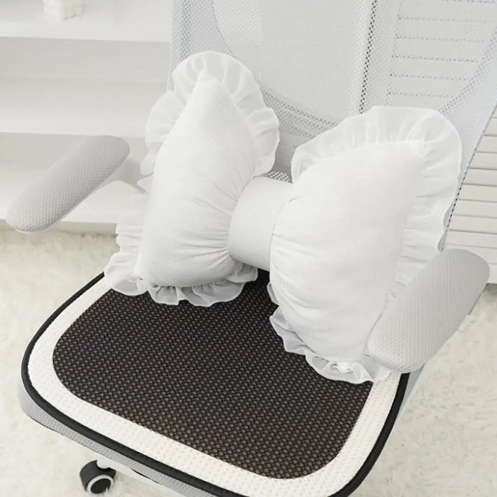 Pink Bow-shaped Pillow Ruffle Lace Decor Plush PP Cotton Filling Pillow Bed Couch Sofa Support Pillow Car Seat Companion Pillows