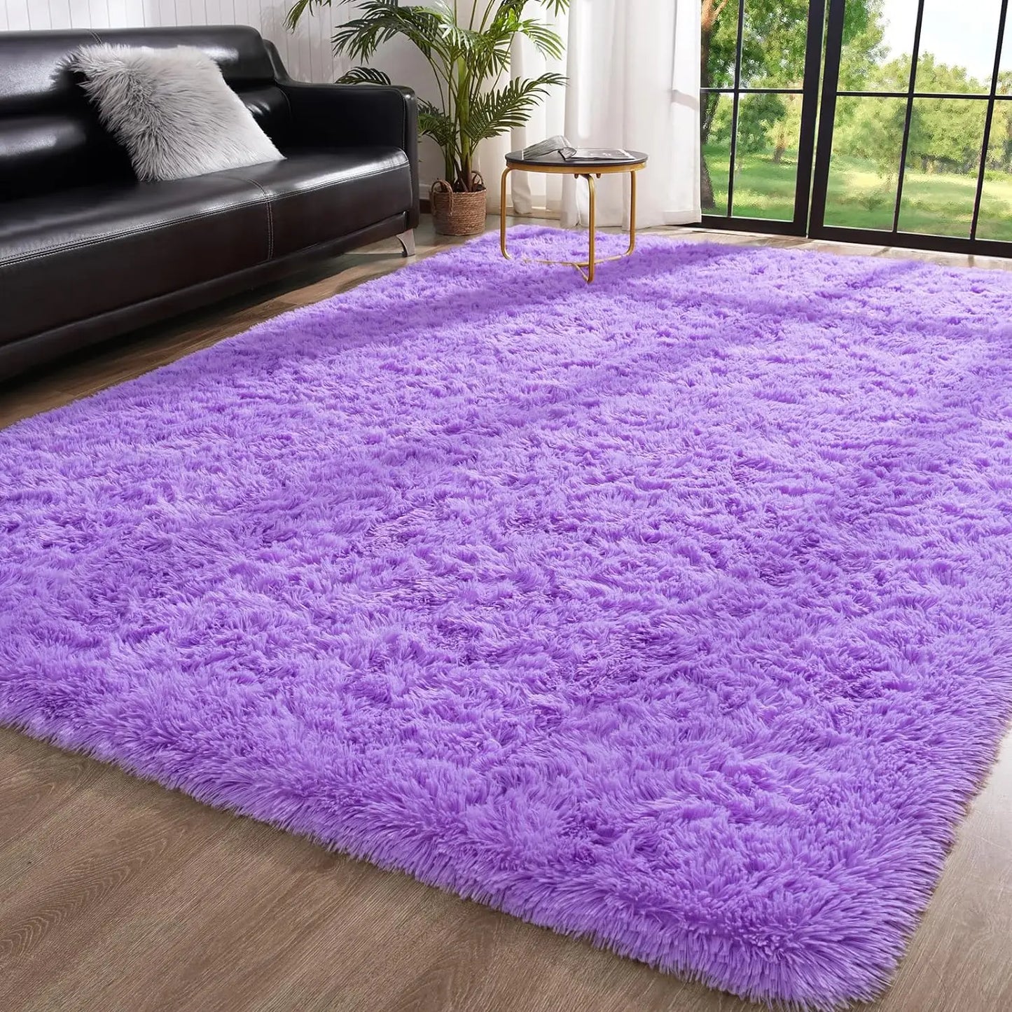 Fluffy Bedroom Rug Carpet Shaggy Fuzzy Rugs for Bedroom Thick Black Area Rugs for Living Room Rugs  for Girls Boys
