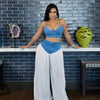 2 Piece Sets Women Sexy Denim Camisole Wide Leg Pants Patchwork Folds Slip Vest Floor Length Suit 2025 Summer Casual Outfits