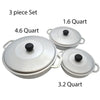 Colombian Cast Aluminum Caldero Set with Lid Rice Beans Meat Stews 3-Piece Traditional Design Seasoned Finish Oven Safe Variety