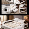 MANBAS Tech Smart Multifunctional Bed Frame with Genuine Leather, Bluetooth Speaker, and Massager Ultimate Soft Lit Tatami Camas