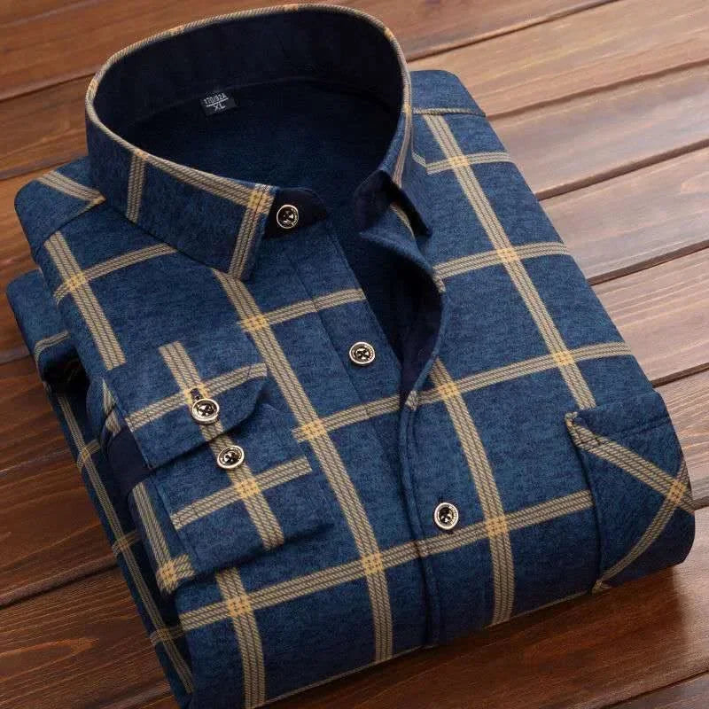 High Quality Men's Clothing 2024 Men Long Sleeve Thick Warm Shirt Tops Fashion Men Print Handsome Versatile Shirts Formal Shirts