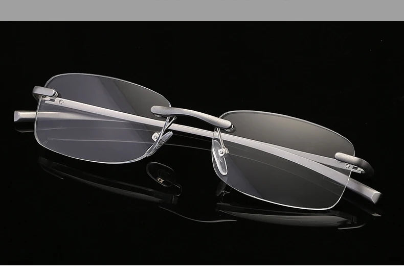 Men Blue Light Blocking Reading Glasses Women Dimond Cutting Rimless Eyeglasses Frame Anti Fatigue Hyperopia Presbyopic Eyewear