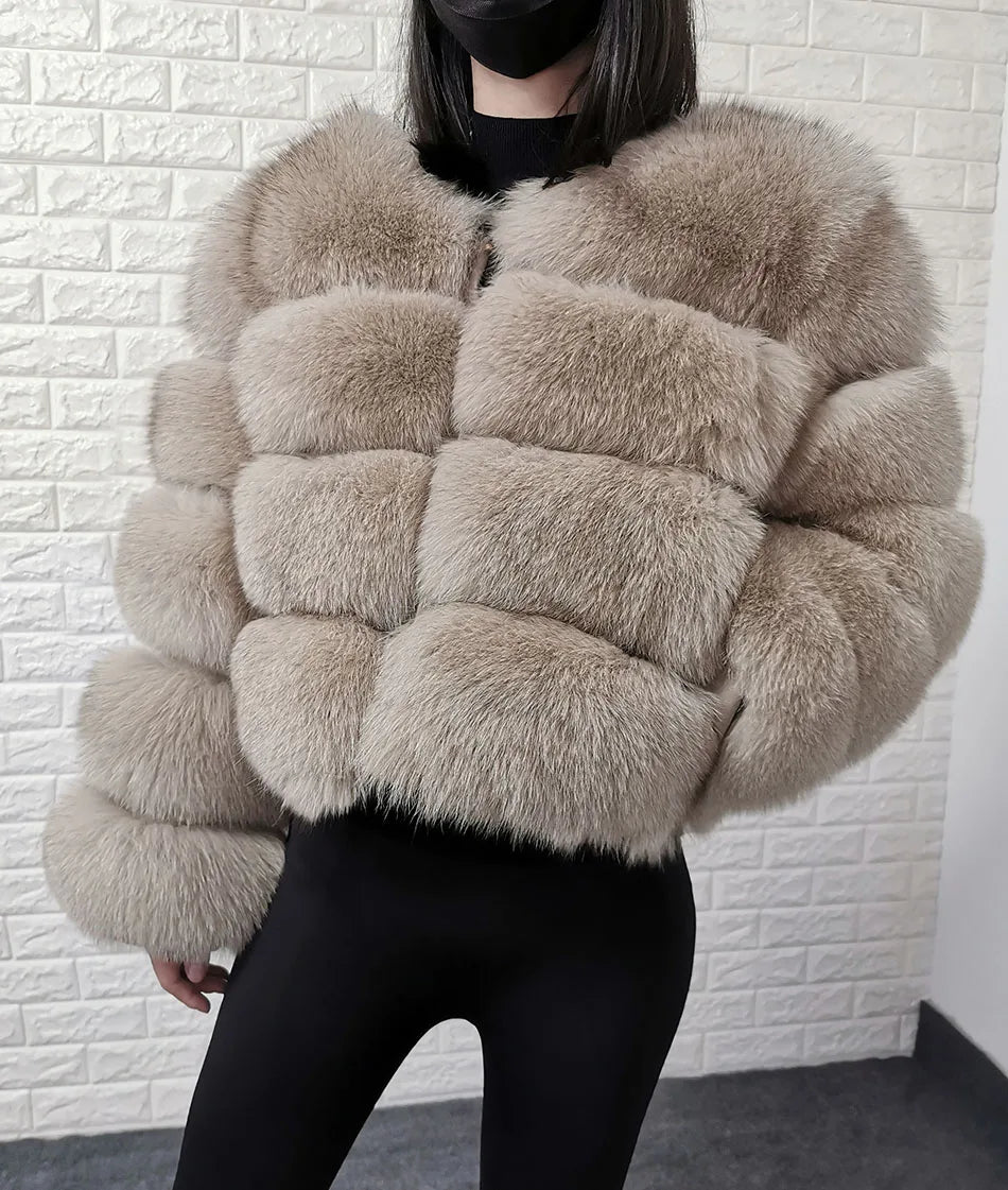 2025 MAOMAOKONG Natural Real Fox Fur Coat Women Winter Long Sleeve Luxury Raccoon Fur Jackets Thick Top Female Furry Coat Vest