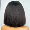 Peruvian Kinky Straight Wig Glueless Short Bob Wigs Human Hair 13X4 Yaki Straight Lace Front Wig Pre Plucked Closure Wig 180%