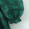 2024 Sweet Green Gingham Plaid Organza Ball Gown Dress Puff Sleeve Retro Women Swing Short Princess Robe Fairy Cake Vestidos
