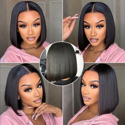 YIJIMEI 13x4 Straight Bob Wigs Human Hair Lace Frontal Wig 180% Density Natural Color Brazilian Wigs On Sale 10-14inch