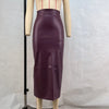 Trendix Women Elegant Burgundy Skirt High Waist Slim Fashion Slit Long Skirts Female Party Slim Club Sexy Vintage PU Skirts 2024