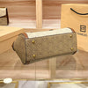 Khaki Retro Leather Women's Handbag Fashion Geometric Floral Girls Shoulder Bag Hundred Splicing Color Collision Girls Crossbody