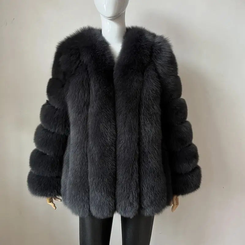 BEIZIRU Winter Woman Real Fox Fur Coat Warm Fashion Natural  New Luxury Stylelong sleeve fashion girls jacket