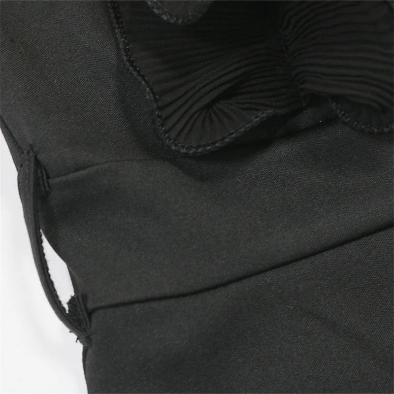 New 2025 Summer Women V Neck Sleeveless Elegant Straight Jumpsuits Edible Tree Fungus Sexy Birthday Party Jumpsuit Rompers Black