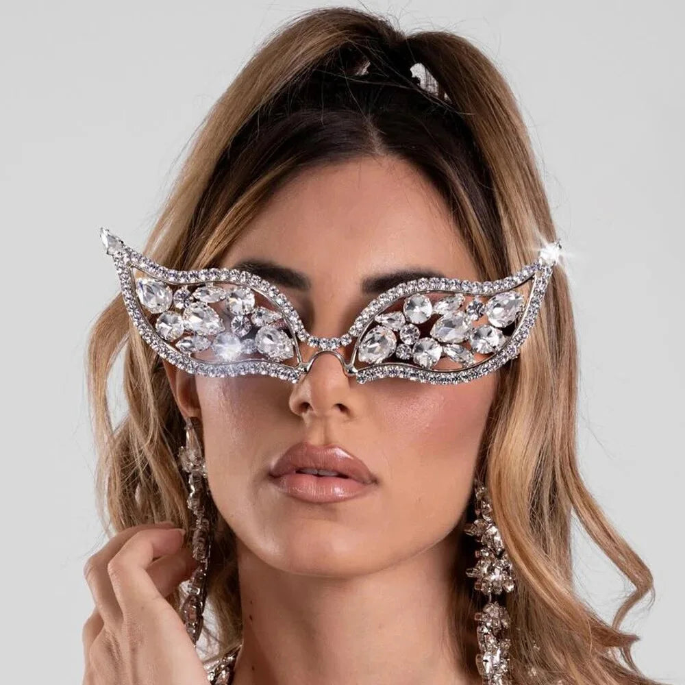Stonefans Mesh Glasses Frames for Women Luxury 2024 Y2k Accessories Face Jewelry Belly Dance Statement Crystal Charms Display