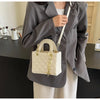 Quilted Pattern Solid Color Pu Handbag With Pendant Decoration, Versatile Noble Women's Crossbody Bag, Fashionable Handbag