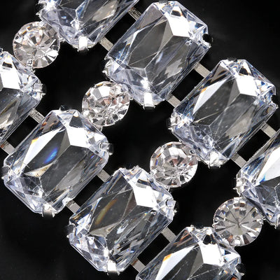 Bling Square Rhinestone Choker Necklace Exaggerate Accessories Luxury Women Statements Clavicle Chain Necklace Body Jewelry