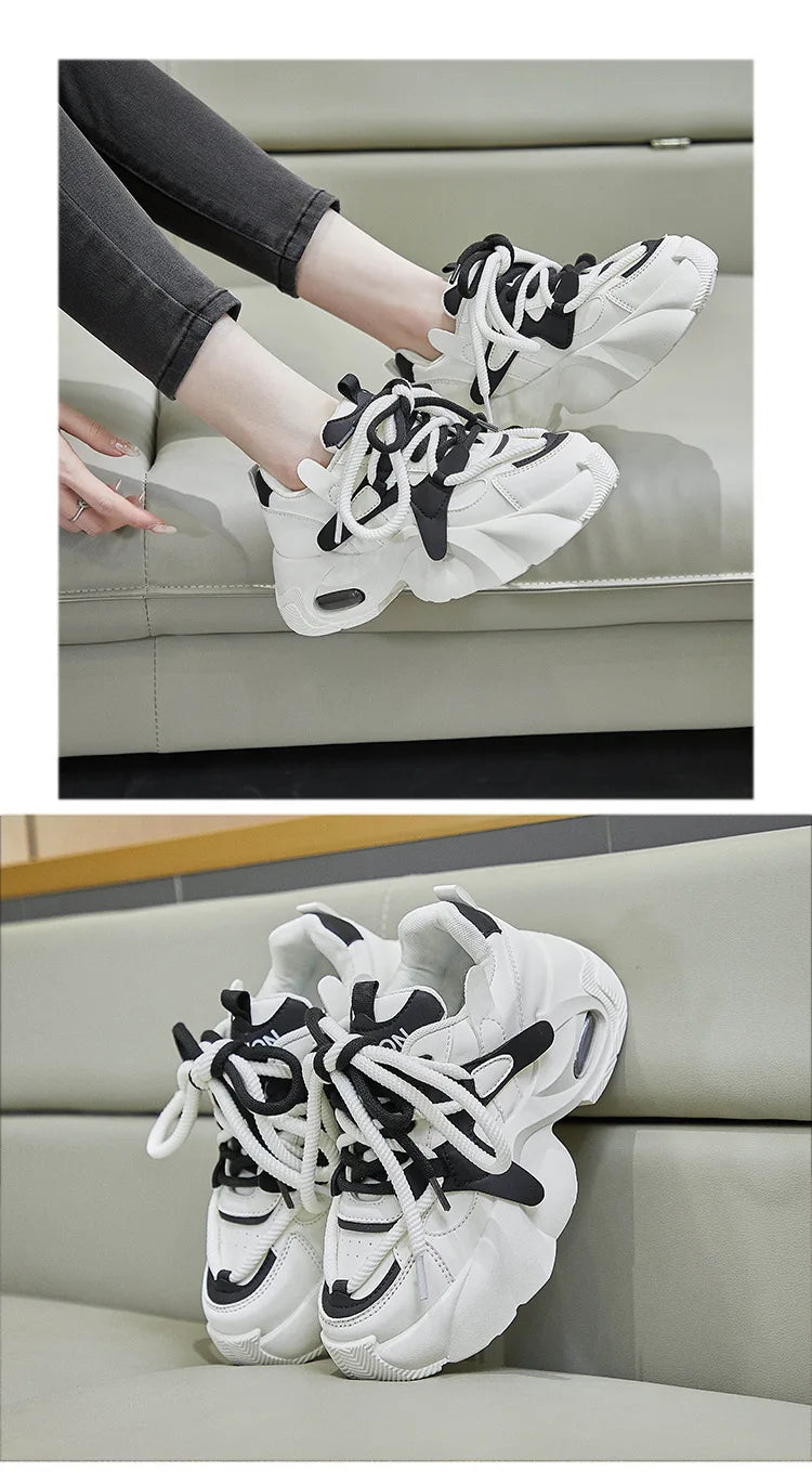 2024 Spring Autumn Women's Chunky Sneakers Breathable Platform Sports Shoes for Women Fashion Thick Sole Vulcanized Shoes