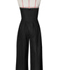 Beyprern New Chic Button Details Palazzo Jumpsuit One Piece Outfits Womens Ruched Strapless Wide Legs Jumpsuits Romper Clubwear