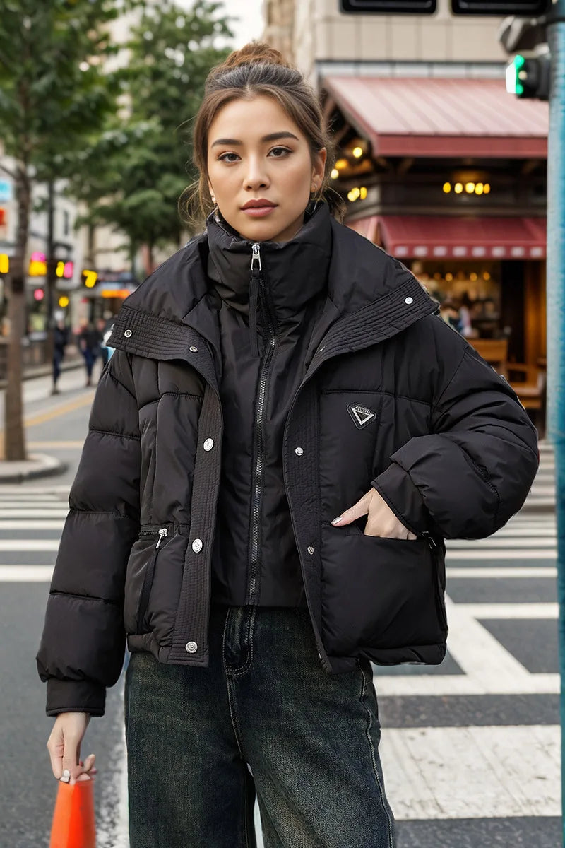 2024 Winter Korean Women Puffer Parkas Thick Warm Down Cotton Padded Coat Female Loose Outwear Clothes Short Jacket Overcoat