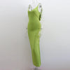Ruffles Backless Sheath Bodycon Maxi Dresses Party Sleeveless Camisole Robe Femme V Neck Summer Dress Woman Sexy Vestidos Mujer