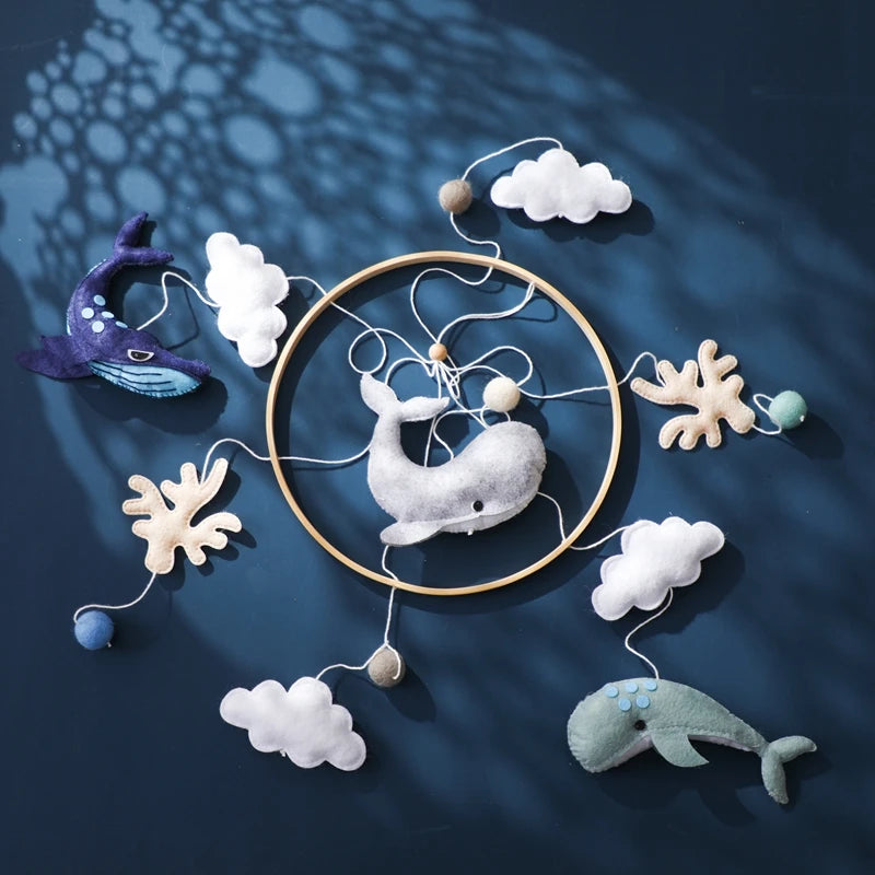 Baby Crib Mobile Bed Bell Rattle Toys Wooden Crochet Stars Pendant Bed Bell Toys Newborn Comfort Crib Bracket Hanging Toys Gifts