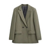 TRZA-Women's Double Breasted Office Wear Blazer Coat, Long Sleeve, Flap Pockets, Female Outerwear, Chic Tops, Fashion