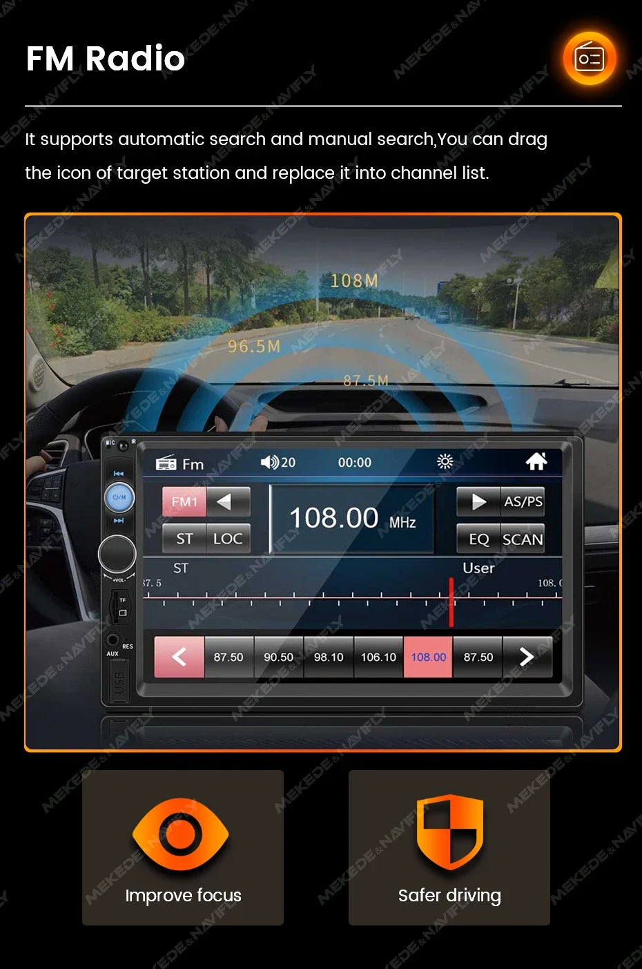 2DIN MP5 Video Player 7'' Universal Car Radio Multimedia Support Bluetooth USB TF FM Carplay Android Auto Touch Stereo Autoradio