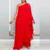 Sexy Chic Women One Shoulder Jumpsuit Chiffon Long Sleeve Prom Party Clothes Designer One Piece Ruffles Rompers 2023