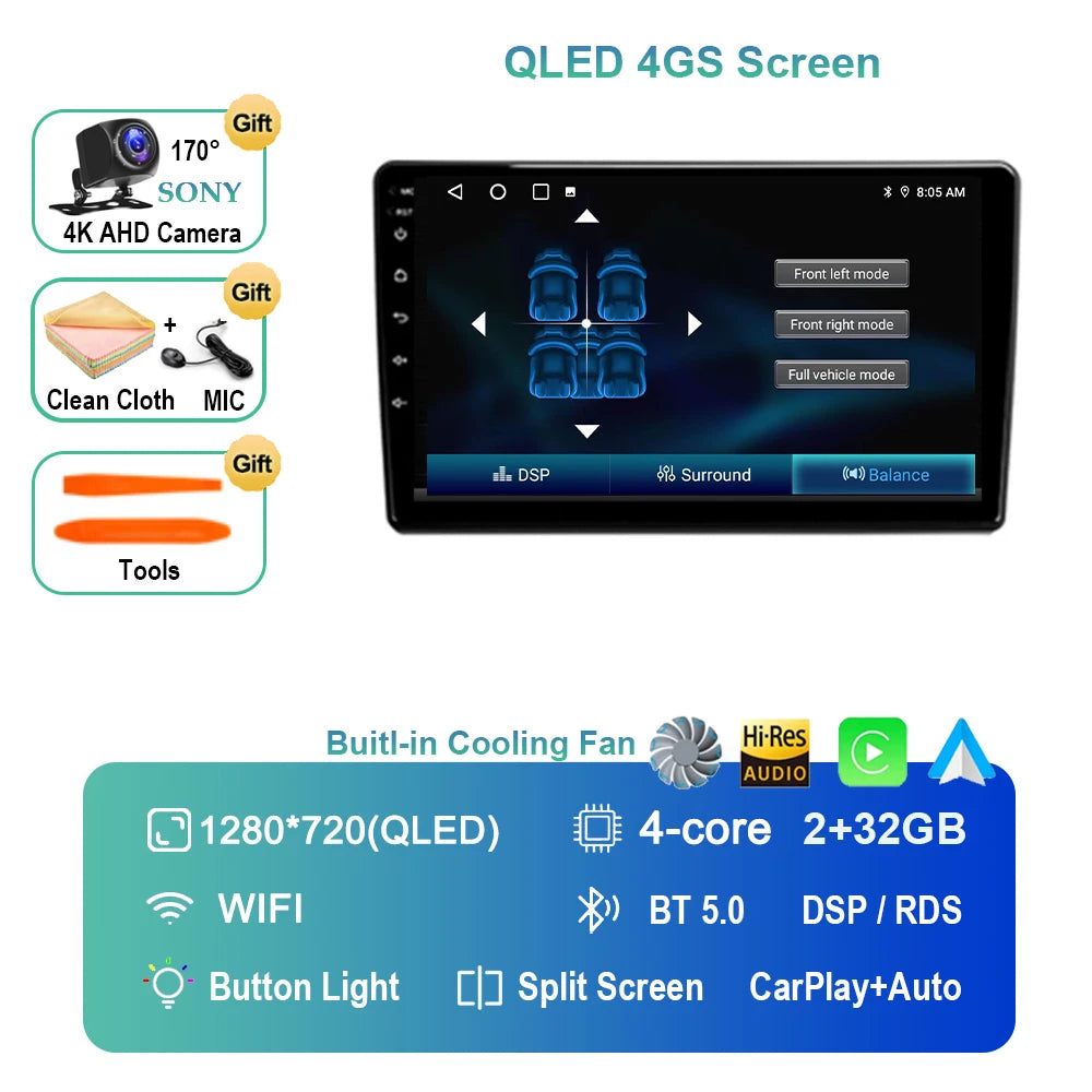 Android 14 For Audi A4 II 2 B6 III 3 B7 2000 - 2009 S4 2002 - 2008 RS4 2005 - 2009 Car Radio Multimedia Video Player Navigation