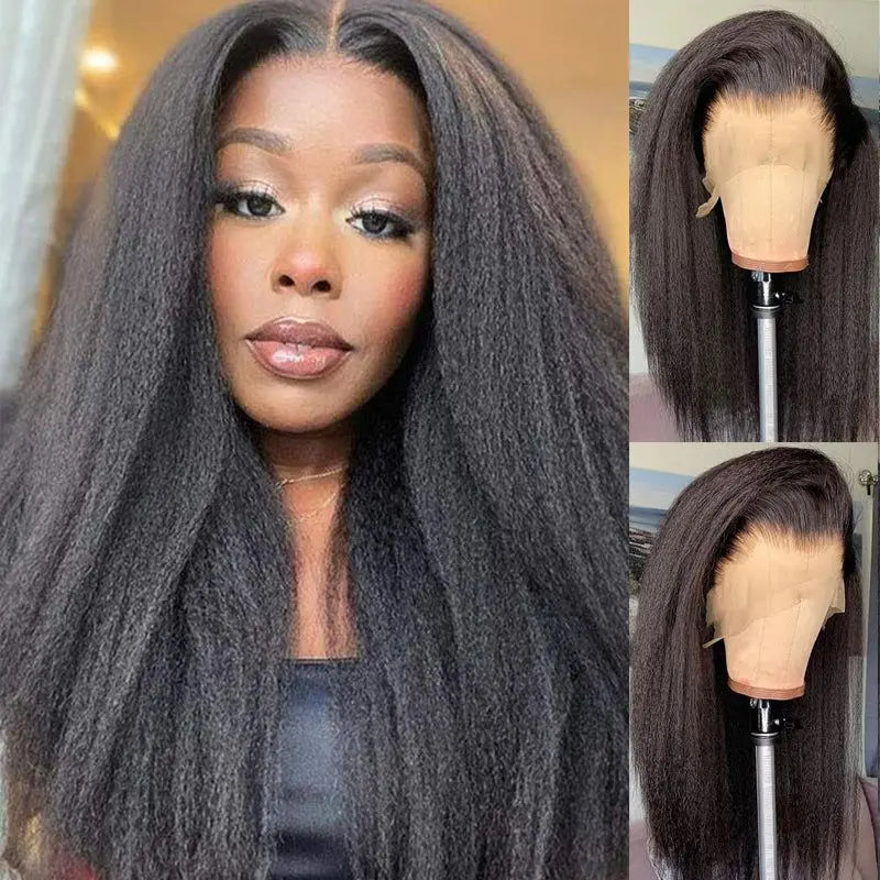 250% 13x6 hd lace frontal kinky straight human hair wigs For Women Glueless Brazilian 13x4 Yaki Straight lace front Wig On Sale
