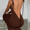 Elegant Deep Open Back Backless Slim Maxi Dress Women Spaghetti Strap Sleeveless Bodycon Long Dress Sexy Club Party Vestidos