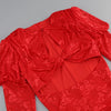 New Sexy Gloves Long Sleeves Cutout Pleated Draped Mini Dress Women Red/White Lace Floral Bodycon Dresses Party Cocktail Club