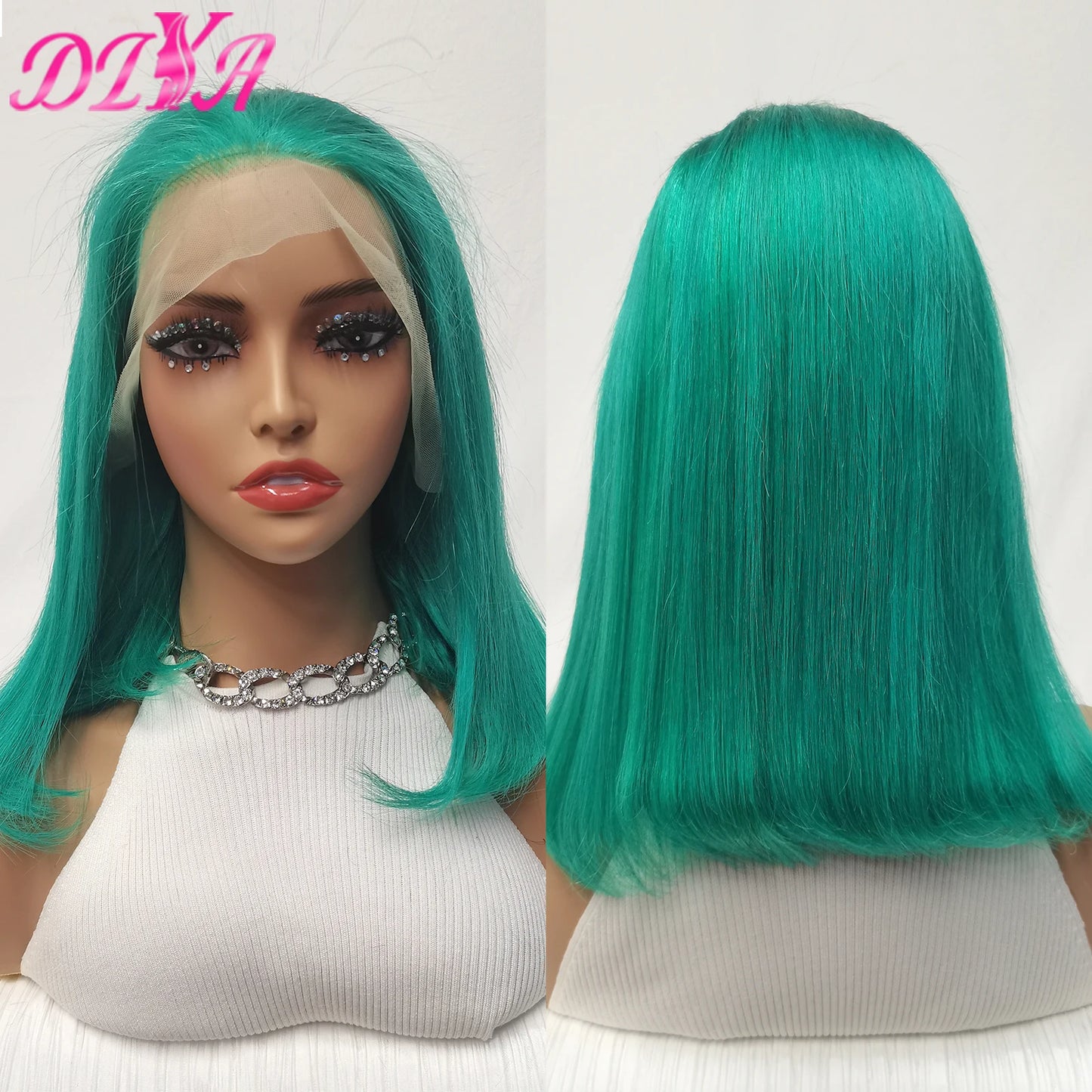 Blue Bob Wigs Human Hair 13x4 HD Lace Frontal Wig Human Hair Pre Plucked 180% Density Straight Short Blue Bob Wigs for Women