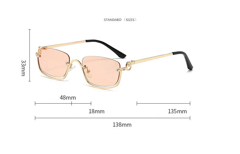 Half Frame Square Sunglasses for women Luxury Brand Small Metal Retro Rectangle Black Sun Glasses Woman Fashion Eyewear