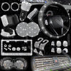 Car Accessories Set 27/4Piece Women Bling Universal Fit Polyester Steering Cover Shiny License Frame Phone Holder Coasters Tools