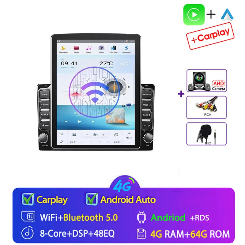 For Tesla Style 2 Din Android 14 Car Radio For Nissan Hyundai Kia Toyota Multimedia Video Player Navi Stereo Carplay Mirror link