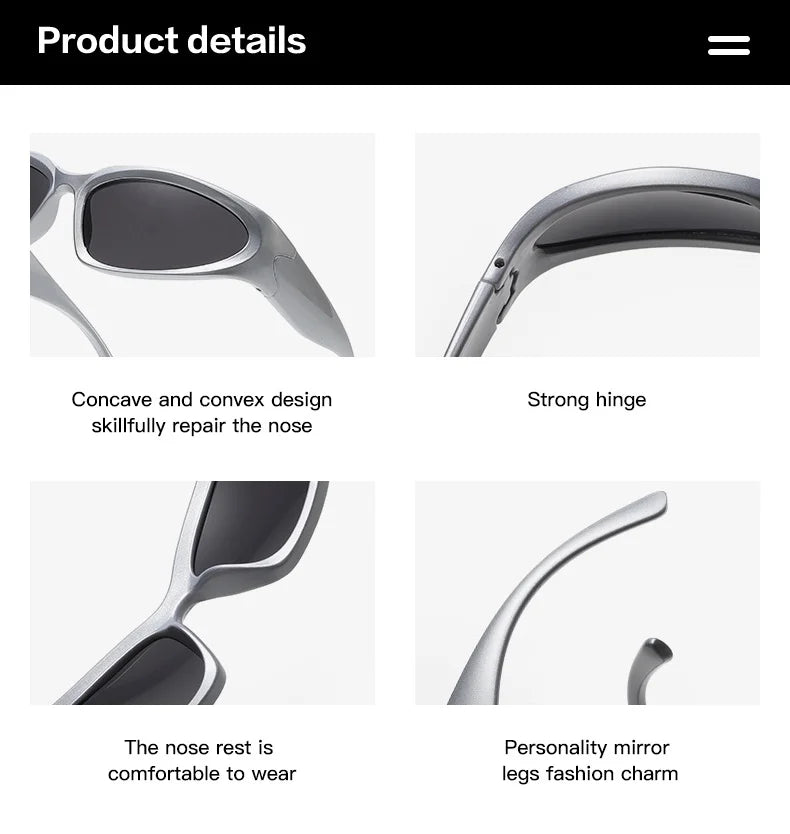 Designer y2k UV400 Mirrored Sunglasses Women White Sun Glasses Men Hispter Sport Driving Cycling Ladies Shades 2023 gafas de sol