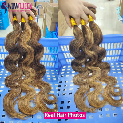 P4/27 Highlight Body Wave Bundles Brazilian Hair Weave Bundles Ombre Honey Brown Human Hair Bundles Remy Hair Extensions